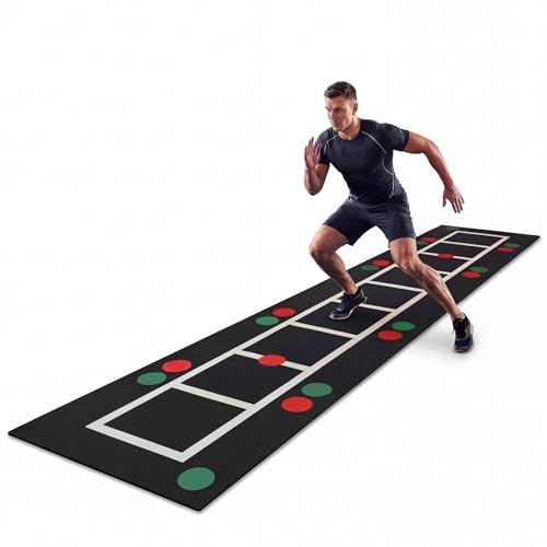 Nuanchu 3-in-1 Agility Ladder Training Mat 15 ft x 3 ft, Speed Ladder and Dot Drill Mat, Non-slip Exercise Training Mats for Basketball Soccer Football Adults Youth Indoor Outdoor Exercise Equipment