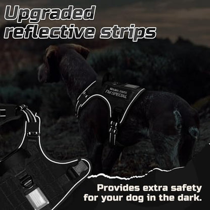 rabbitgoo Tactical Dog Harness for Large, No Pull Military Service Vest - color: Black, size: Large