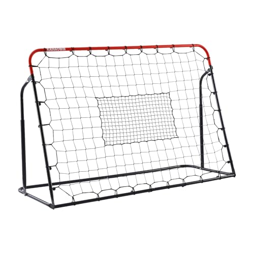 Soccer Rebound Net, 4'x4' Steel Soccer Rebounder, Bounce Back Net for Backyard Soccer Practice Training-Adjustable Angle