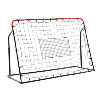Soccer Rebound Net, 4'x4' Steel Soccer Rebounder, Bounce Back Net for Backyard Soccer Practice Training-Adjustable Angle
