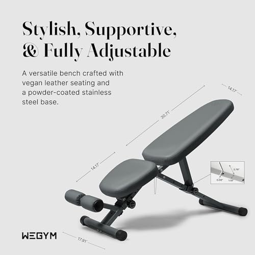 WeGym Workout Bench, Adjustable and Collapsible for Home Gym Training - color: Grey