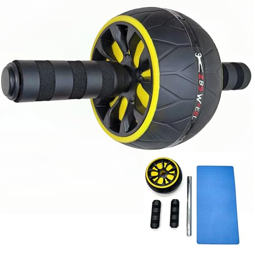 Ultimate Core Strength Wheel - Professional Ab Roller for Intense Home Workouts with Knee Support, Build Rock-Solid Abs & Total-Body Power - color: Black&Yellow