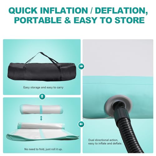 FBSPORT Inflatable Air Gymnastics Mat Training Mats 4/8 inches Thickness Gymnastics Tracks for Home Use/Training/Cheerleading/Yoga/Water with Pump