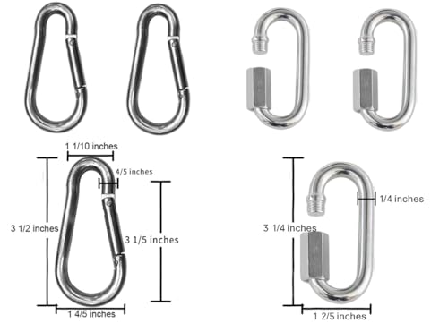 ABUSA 2Pcs 66" Swing Chains with 4Pcs Quick Connection Hooks, Heavy Duty Swing Hanging Chain Kit for Indoor Outdoor Playground Equipment,Swing Set,Boxing Bag and More, 1000 lb Capacity（SC006）
