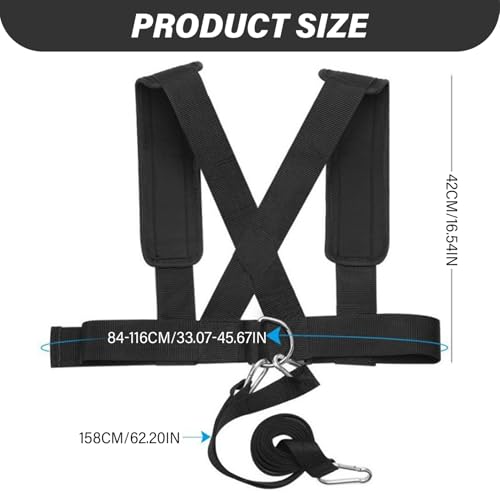 Sled Pulling Belt, Adjustable Heavy Duty Removable Sled Harness for Pulling Fitness, Resistance Training