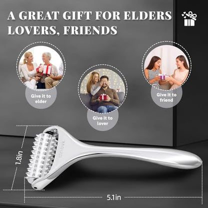 Acupuncture Massage Roller, Stainless Steel, Portable Manual Roller for Whole Body Pain Relief, Puffiness Reduce and Muscle Relaxation Massage