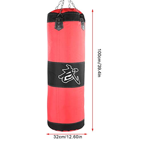 VGEBY 3+1 Pouching Bag, Empty Chain Hollow Hanging Taekwondo Boxing Bag Training Fitness Pouch Sand Bag Indoor/Garden Heavy Bag for Kickboxing Muay Thai(Red-1m) Martial Arts Supplies