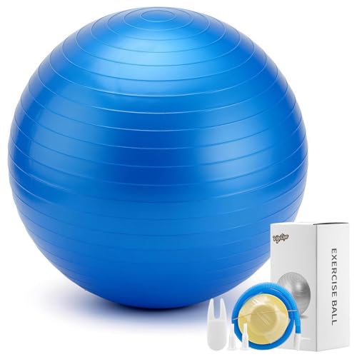 Exercise Ball – Puncture-Resistant Yoga Ball for Core Strength, for Core Strength Recovery, Balance & Stability Workouts, Multiple Sizes & Colors - color: blue, size: S15-18 inches/38-45 cm