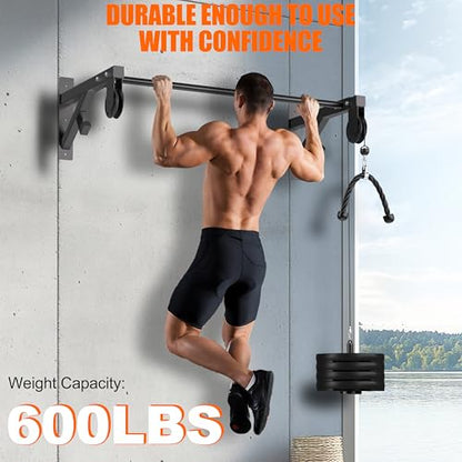 Pull Up Bar Wall Mounted, Heavy Duty 650 lbs Capacity Chin Up Bar, 48" Multi-Grip Strength Training Pull-up Bars, for Home Gym Garage/Backyard Total Body Workout, Ease Of Use Mounting