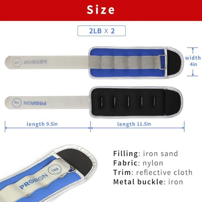 PROIRON Ankle Weights for Women, Leg Weights for Men, Ankle and Wrist Weights 2/4/6/8LBS，Reflective Arm Weights for Jogging，Gymnastics，Aerobics