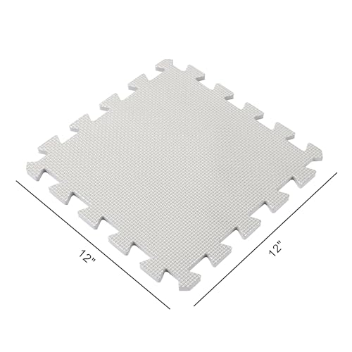 Easy Playhouse: 12 Soft Foam Floor Puzzle Tiles - Black-Grey-White - 12" Interlocking Mat Pieces (4'x3'), Nursery, Playroom, Gym, Children & Adults