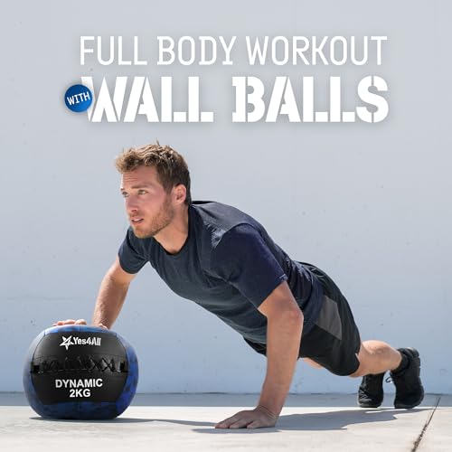 Yes4All OM6G Wall Ball, Soft Medicine Ball, 4.4 lbs (2 kg), for Core Training and Workouts