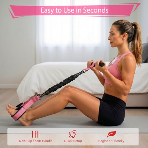 Pedal Resistance Band with Handles, 3 Adjustable Bands, Each Band Provides up to 30 lbs at Maximum Stretch, Combine 1/2/3 Bands for up to 90 lbs, Full Body Home Workout for Core, Arms and Legs