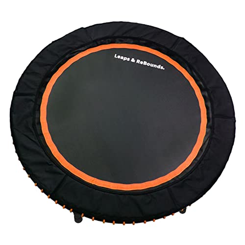LEAPS & REBOUNDS 40" Adjustable Stability Bar Attachment with 40" Mini Fitness Trampoline and Home Gym Rebounder for Cardio Exercises, Orange