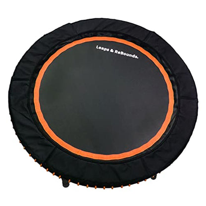 LEAPS & REBOUNDS 40" Adjustable Stability Bar Attachment with 40" Mini Fitness Trampoline and Home Gym Rebounder for Cardio Exercises, Orange