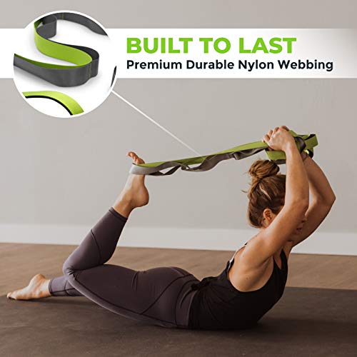 Stretching Strap for Physical Therapy, 12 Multi-Loop Stretch Strap 1.5" W x 8' L, Neoprene Handles, Physical Therapy Equipment, Yoga Straps for Stretching, Leg Stretcher.