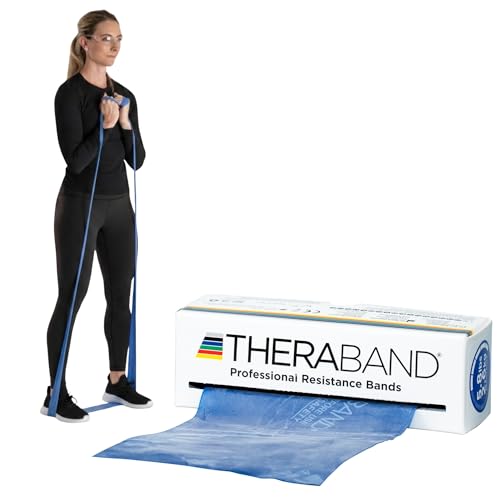 THERABAND Resistance Bands, 6 Yard Roll Professional Latex Elastic Band For Upper & Lower Body, Core Exercise, Physical Therapy, Pilates, Home Workouts, Rehab, Blue, Extra Heavy, Level 5 - color: Blue - Extra Heavy
