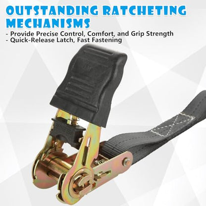 4 Pcs 1 Inch Ratchet Straps Heavy Duty 20ft Tie Down Straps Ratchet with Hooks, 2645 LBS Break Strength, Blue Cargo Ratcheting Straps for Motorcycle Straps Tie Downs, Trucks, Dark Grey - color: Dark Grey