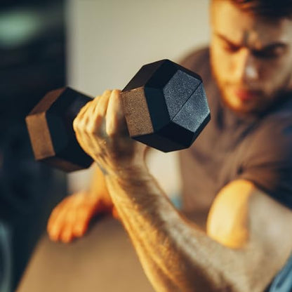 HolaHatha Hexagonal Rubber Dumbbell Weights Set, Home Gym Equipment - style: 20lb Pair