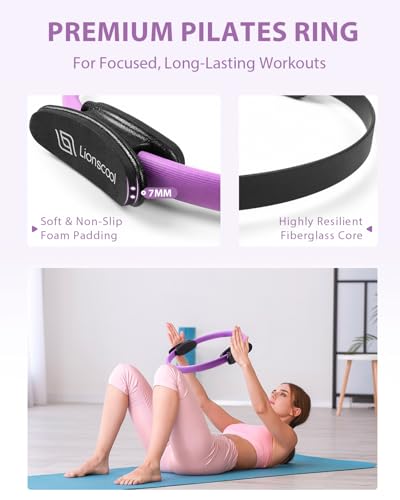 Pilates Ring Set – 14" Anti-Deformation Magic Circle with Padded Handles, Mini Ball, Resistance Bands, Guide & Bag
