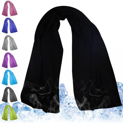 Black Cooling Towel for Neck and Face, 43.3 x 15.7 in - color: Black
