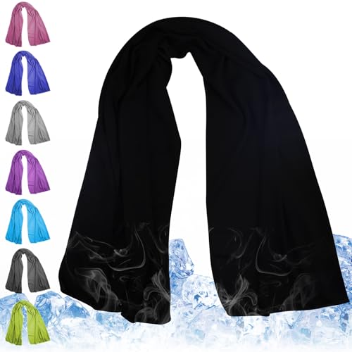 Black Cooling Towel for Neck and Face, 43.3 x 15.7 in - color: Black