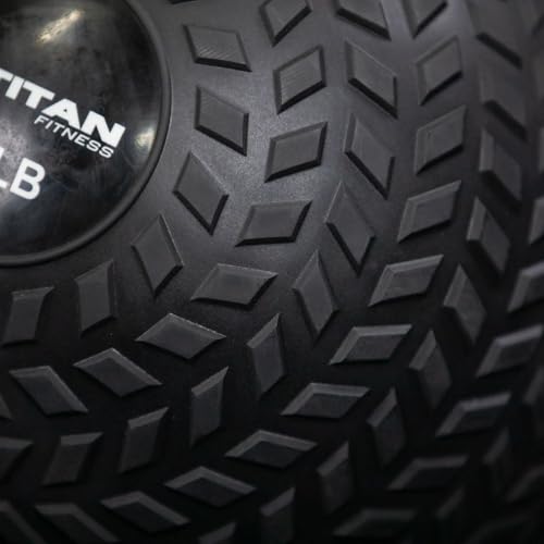 Titan Fitness Rubber Tread Slam Ball, Dead Bounce, Weight Workout - Throw, Catch, Slam, Twist - style: 100 lb