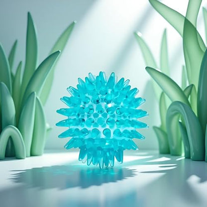 Blue 7 CM Soft Transparent Spiky Massage Ball for Hand and Wrist – Stress Relief, Deep Tissue Muscle Roller, Strength Recovery Exercise Tool, Sensory for Relaxation and Stress Management