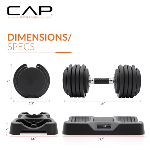 CAP ADJUSTABELL Adjustable Dumbbell Weights - Singles & Pairs | 12.5 lb, 25 lb & 55 lb | Multiple Handle Options - size: 55 lb - Honeycomb Chrome and Black Handle, style: Pair