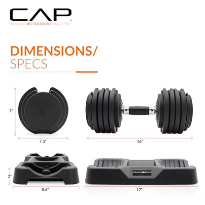 CAP ADJUSTABELL Adjustable Dumbbell Weights - Singles & Pairs | 12.5 lb, 25 lb & 55 lb | Multiple Handle Options - size: 55 lb - Honeycomb Chrome and Black Handle, style: Pair