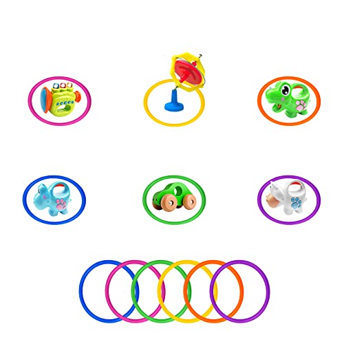 24 Pcs Multicolor Plastic Toss Rings Ring Toss Game Carnival Rings for Speed and Agility Practice Games, Garden Backyard Outdoor Games, Bridal Shower Game, Game Booth （3.1 Inch）