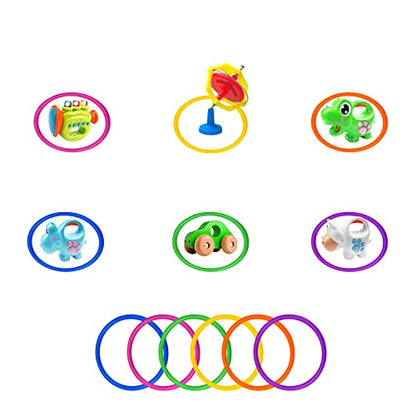 24 Pcs Multicolor Plastic Toss Rings Ring Toss Game Carnival Rings for Speed and Agility Practice Games, Garden Backyard Outdoor Games, Bridal Shower Game, Game Booth （3.1 Inch）