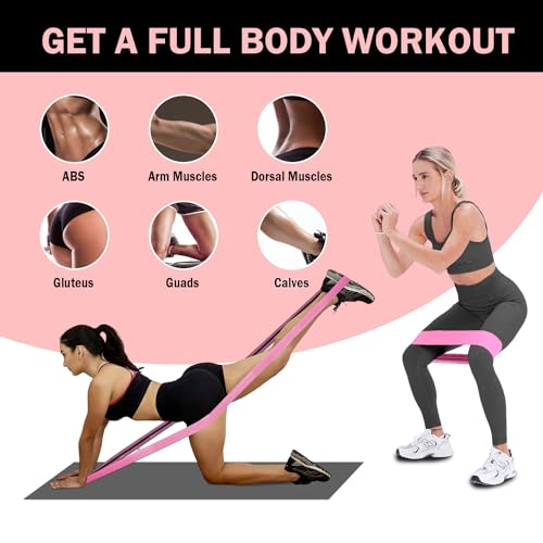 Long and Short Fabric Resistance Bands with Door Anchor, Non-Slip Stretch Booty Bands for Working Out Women & Men, Loop Exercise Elastic Bands for Home Physical Therapy Yoga Pilates