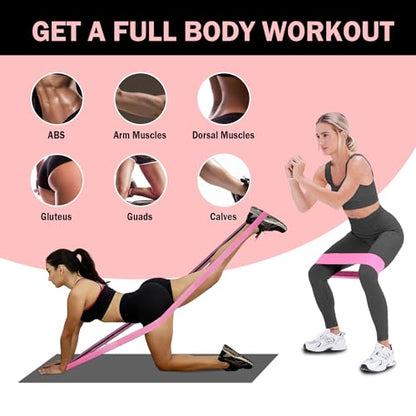 Long and Short Fabric Resistance Bands with Door Anchor, Non-Slip Stretch Booty Bands for Working Out Women & Men, Loop Exercise Elastic Bands for Home Physical Therapy Yoga Pilates