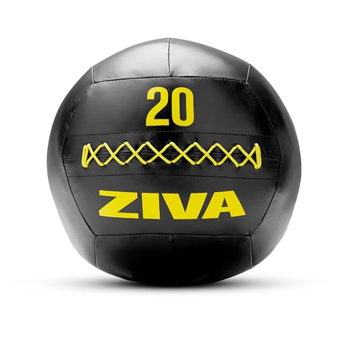 ZIVA Soft Wall Ball – Highly Durable Weighted Exercise Medicine Slam Ball for Strength and Conditioning Workout - Multiple Color, Weight Available - color: m. 20lb - BK