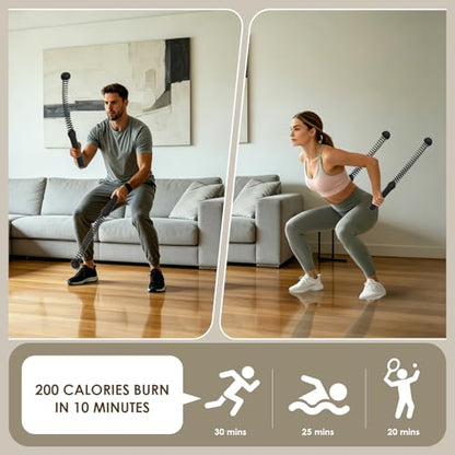 Ropeless Battle Ropes, 2-in-1 Weighted Cordless Battle Ropes for Home Gym, Portable Workout Exercise Equipment for Strength Building, Low-Impact Cardio Training and HIIT for Men & Women, Black