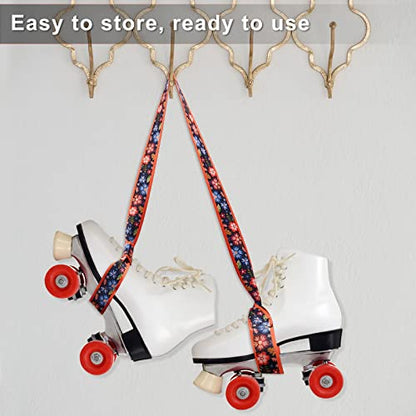 Skylety 2 Pcs Roller Skate Leash Adjustable Stretching Skate Boot Shoulder Strap Carrier for Child Women Men Skating - style: Bohemia Style