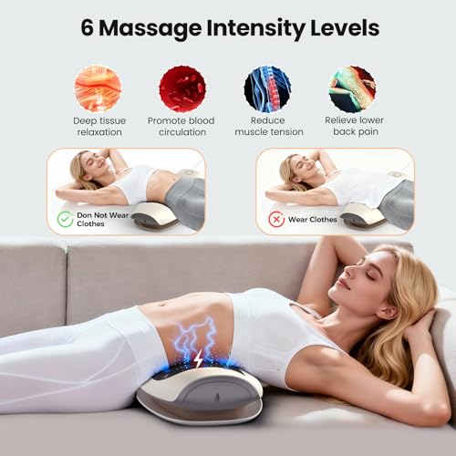 Quadruple Fusion Lower Back Massager for Back & Sciatica Pain Relief, Back Stretcher for Spinal Decompression, Lumbar Traction Device with Rocking Stretch & Height Adjust, Relaxation & Exercise Gift