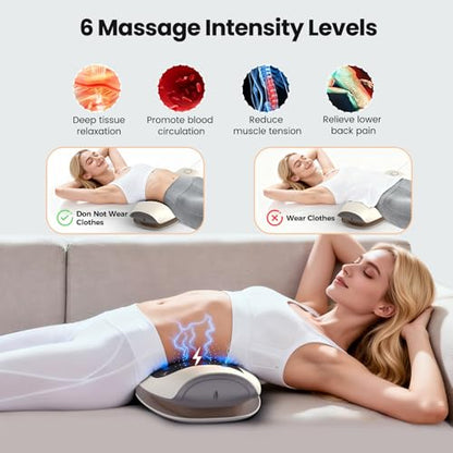 Quadruple Fusion Lower Back Massager for Back & Sciatica Pain Relief, Back Stretcher for Spinal Decompression, Lumbar Traction Device with Rocking Stretch & Height Adjust, Relaxation & Exercise Gift