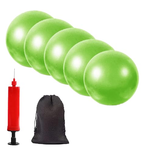 Mini Pilates Exercise Yoga Ball, 6 Inch Small Inflatable Exercise Yoga Ball,Core Training and Physical Therapy Equipment, with Pump - color: Green-5PCS, size: 6 inch