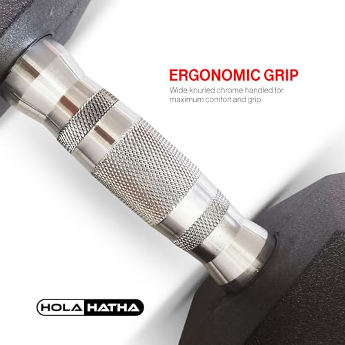 HolaHatha Hexagonal Rubber Dumbbell Weights Set, Home Gym Equipment - style: 40lb Pair