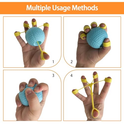 Hand Exercise Ball Squeeze Balls for Hand Therapy Finger Extension Exerciser Finger and Wrist Strengthener, Hand Grip Strengthener for Elderly, Weak Hand, Arthritis, Stroke, Carpal Tunnel(Blue -10LB)
