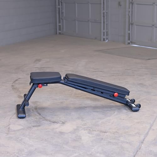 Body-Solid (GFID225B) Adjustable Weight Bench for Full Body Workout, 7-Position Easy Ladder Adjustment, No Assembly Required, with Incline, Decline & Flat Settings, Black