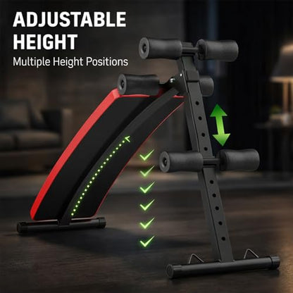 Decline Sit Up Bench Adjustable Ab Bench Foldable Core Trainer for Home Gym Crunches Leg Raises Strength Training 440 lb Weight Capacity
