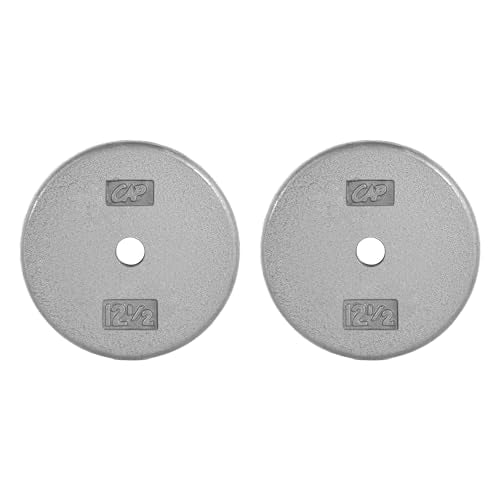 CAP Barbell Standard 1-Inch Cast Iron Weight Plates - Singles & Sets | 1.25-50 lbs | Multiple Options - color: Gray, size: 12.5 lb - Set of 2