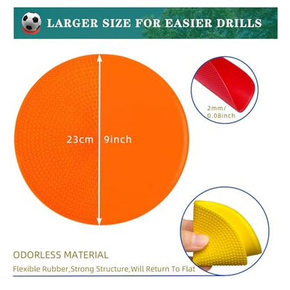 LAZR Non Slip Agility Marker Aggregate Dots 4.72 inch 9 inch Floor Dot Marker for Classroom Dance Sports Football Basketball Speed Agility Training - style: 9inch 36pcs