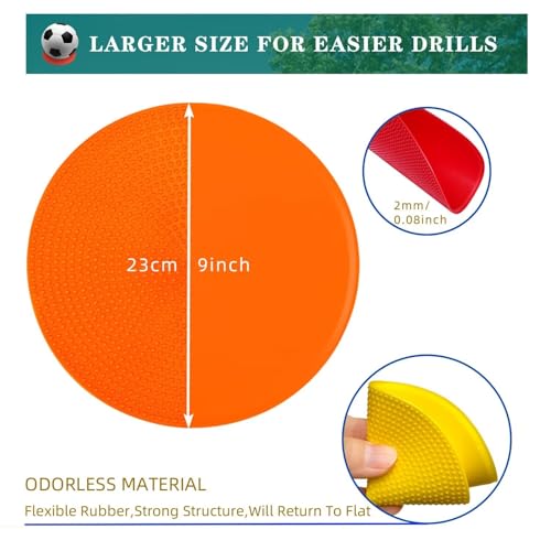LAZR Non Slip Agility Marker Aggregate Dots 4.72 inch 9 inch Floor Dot Marker for Classroom Dance Sports Football Basketball Speed Agility Training - style: 9inch 18pcs