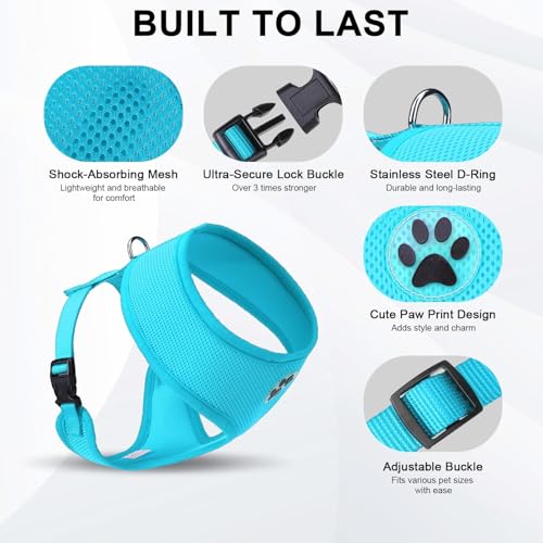 BINGPET Small Dog Harness, No Pull Step-in Puppy Pet Vest, Blue - color: Royal Blue, size: S (NECK: 12", CHEST: 14"-18")