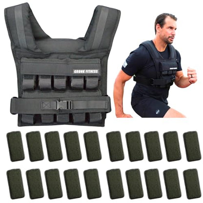 Gronk Fitness Weighted Vest | Heavy Duty Workout Vest for Men & Women | Adjustable Weight Vest for Strength Training, Calisthenics, Functional Fitness, Running & Conditioning - size: 45 LBS