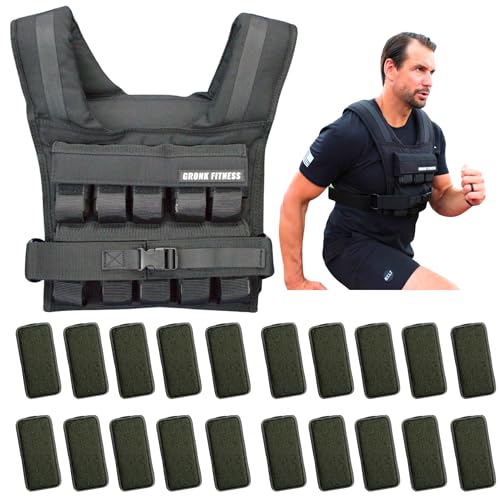 Gronk Fitness Weighted Vest | Heavy Duty Workout Vest for Men & Women | Adjustable Weight Vest for Strength Training, Calisthenics, Functional Fitness, Running & Conditioning - size: 45 LBS